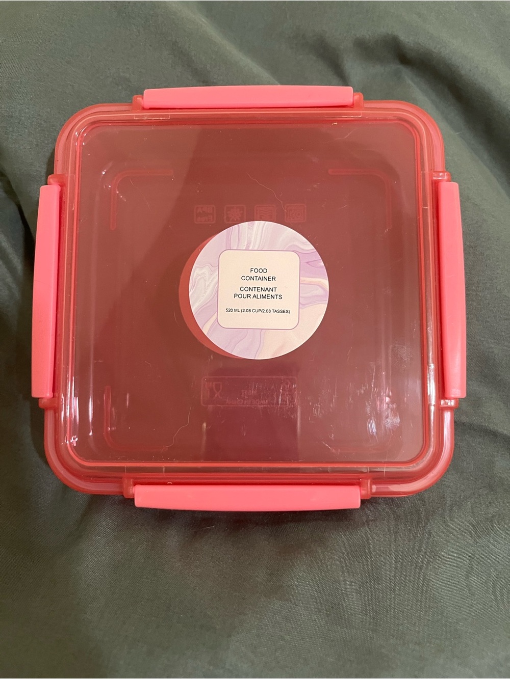 Plastic Food Storage Container with Pink Lid